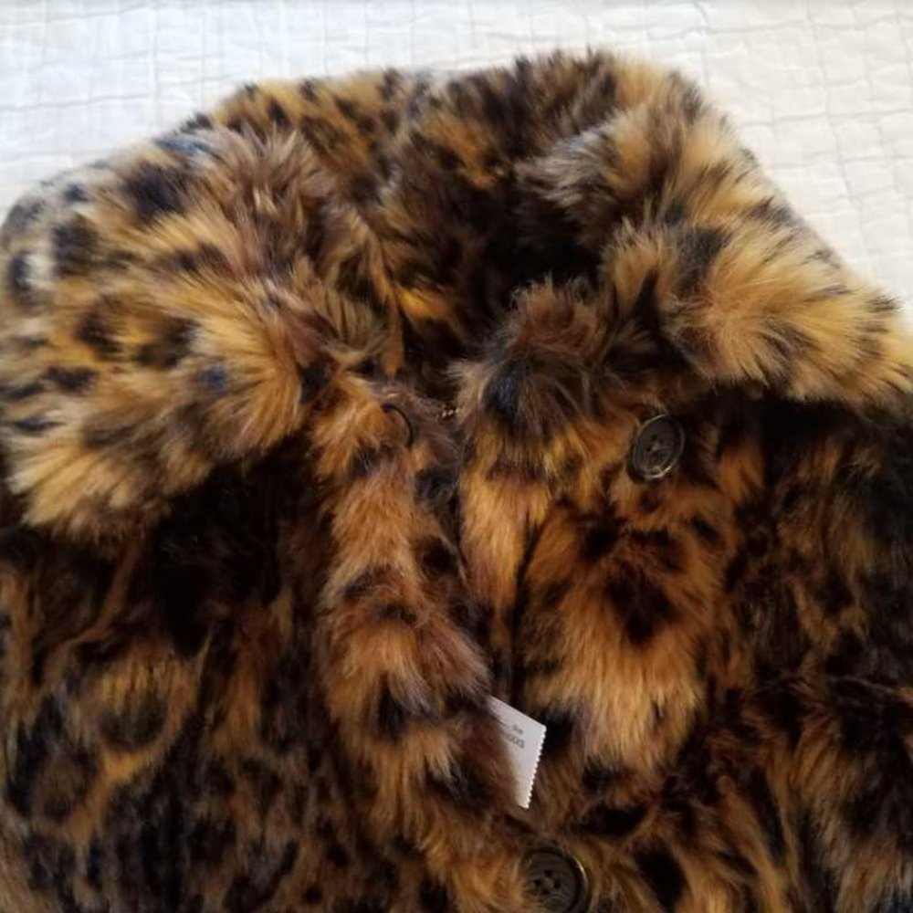 New  XS S  J Crew  faux fur leopard coat - Picture 4 of 4